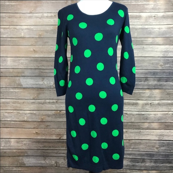 Banana Republic Dresses & Skirts - Banana Republic Navy Green Polka Dot SweaterDress